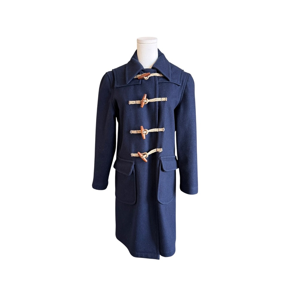 Original Duffer Navy Blue Toggle Duffle Coat Size 10 Vintage Style Outerwear